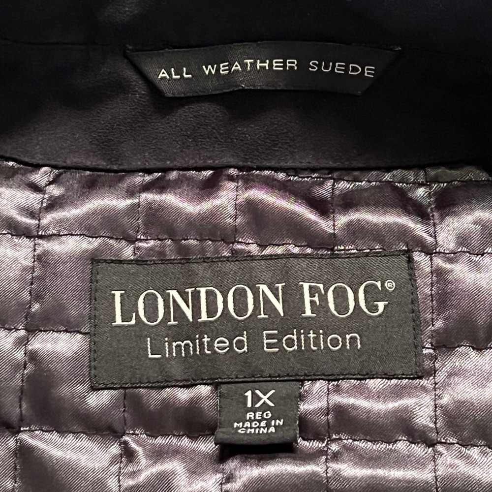 London Fog Limited Edition Black All Weather Faux Suede Quilted Jacket Women 1X - Picture 11 of 16